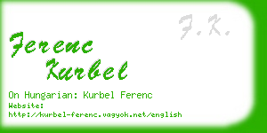 ferenc kurbel business card